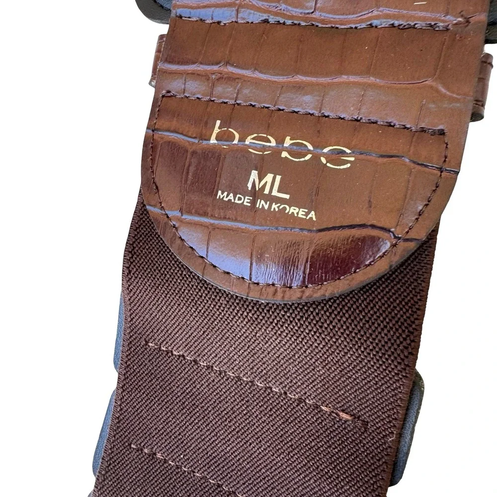 Bebe Vintage 90s Y2K Indie Sleaze Brown Crocodile Embossed Wide Cinch Belt M/L